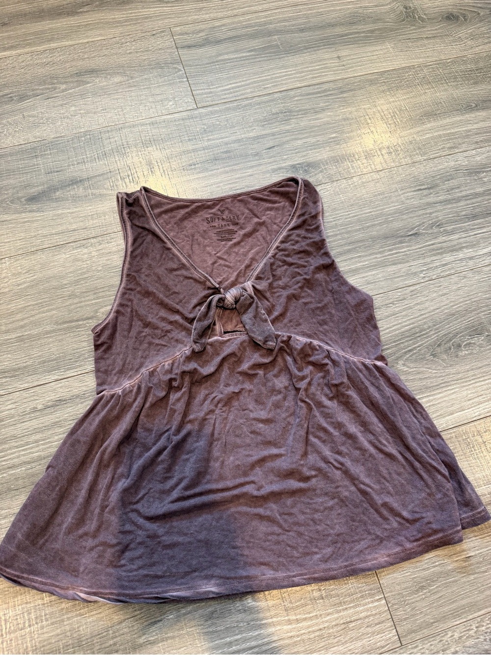 Aero Soft Surroundings Purple Tie-Front Sleeveless Top